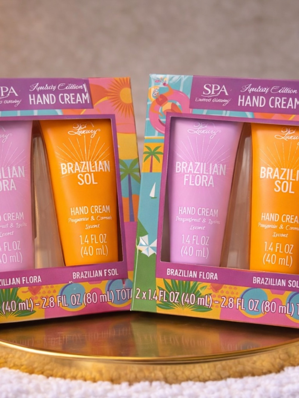 Spa Luxury Brazilian Flora & Sol Hand Cream Gift Set 🌴 2 Pack Bundle Limited